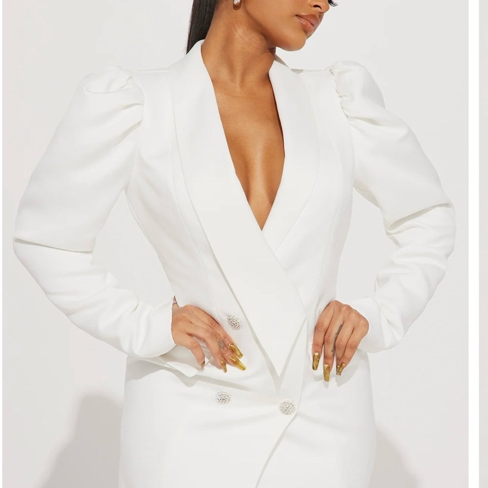 Elegant White Blazer Dress